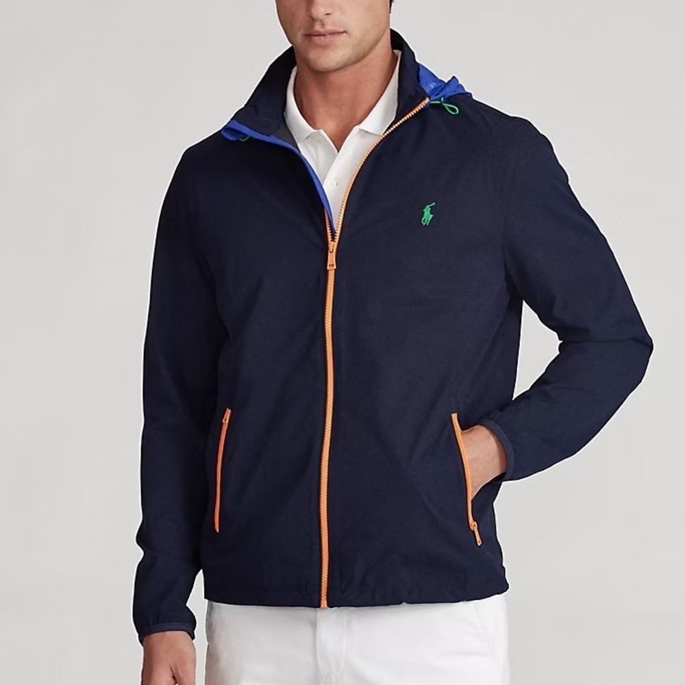 Polo Golf Ralph Lauren Packable Hooded Jacket Men's XL Navy Windbreaker